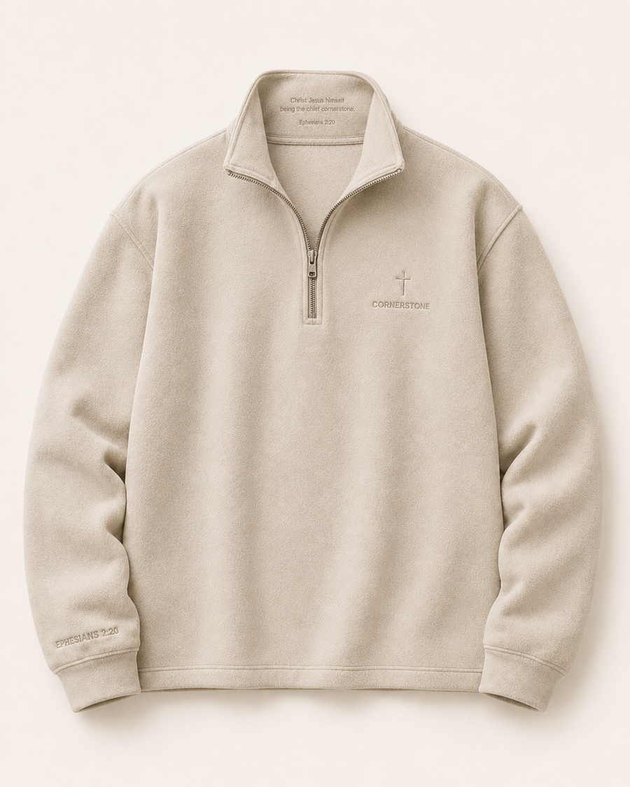 Cornerstone The Foundation Quarter-Zip front view in stone