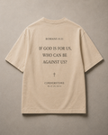 Back view of the Who Can Be Against Us T-Shirt featuring Romans 8:31