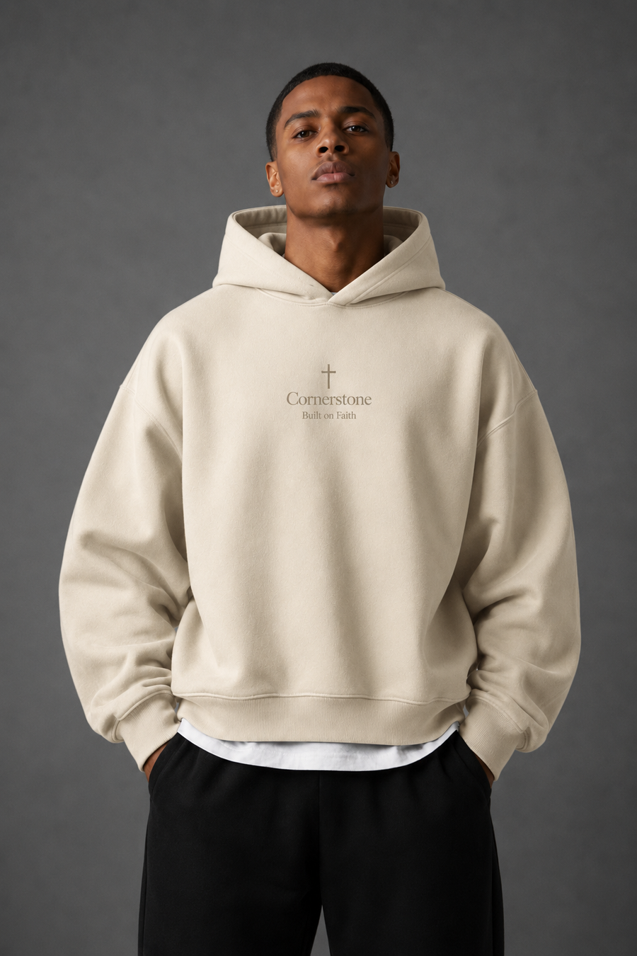 Beige Jesus Is King Statement by Cornerstone, front view